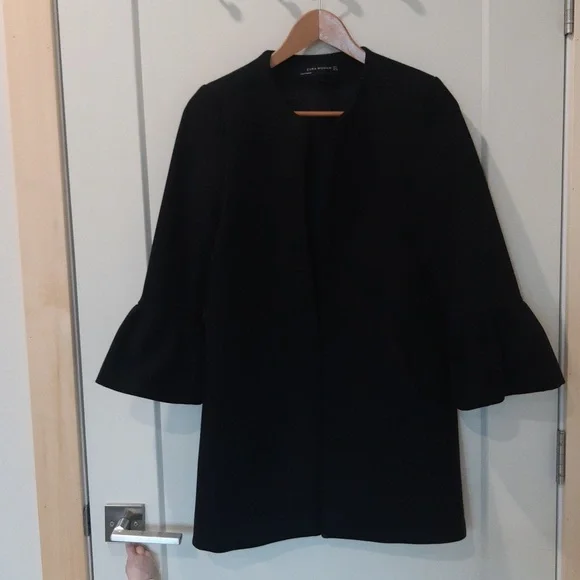 Zara Jackets Coats Zara Black Bell Sleeve Topper Coat Open